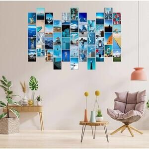 👉 100 Pieces Blue Wall Collage Kit Aesthetic Pictures, 4x6'' BOHO